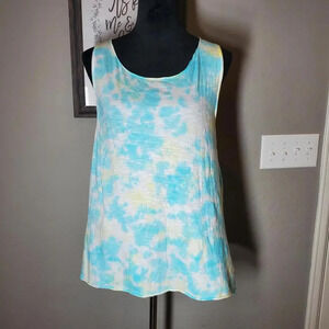 True Craft Blue Tie-Dyed Women's Cotton Tank Top Size Medium